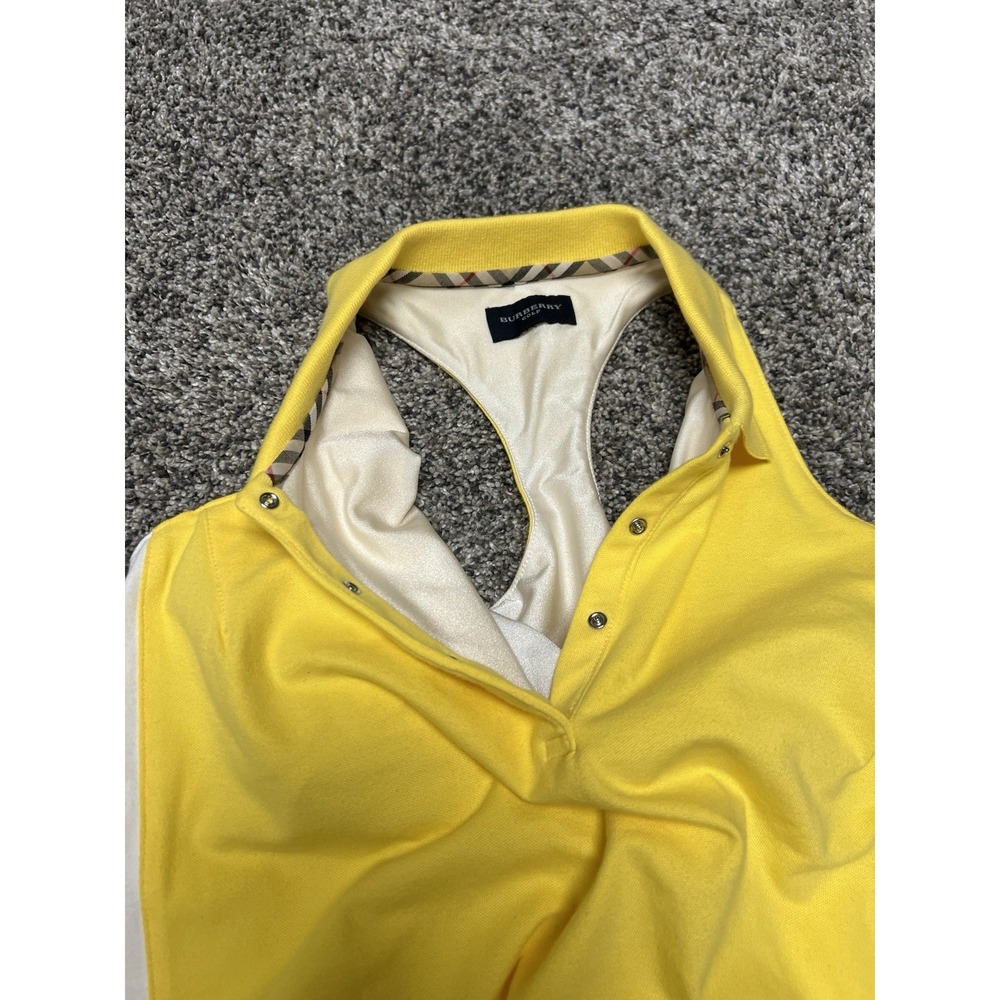 Vintage Burberry Golf Sleeveless Polo Top Yellow Racerback Tennis - Picture 9 of 11